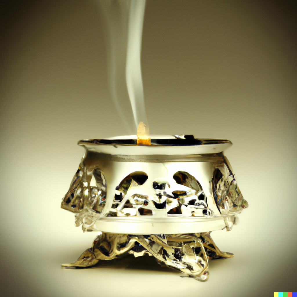 DALL·E 2022-08-18 07.21.16 - Smoking frankinscence oriental burner  